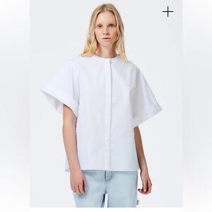 Tibi Eco Poplin Rolled Sleeve Shirt Size XS